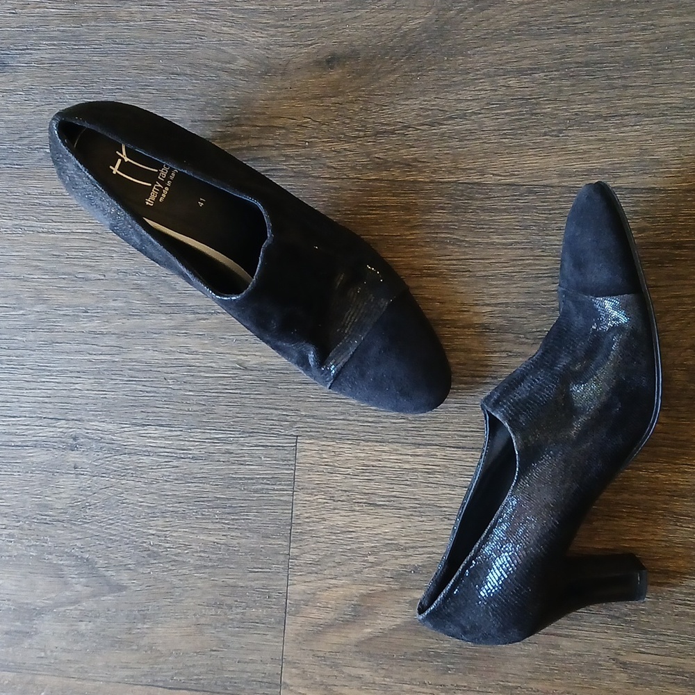 Thierry Rabotin Black Suede Ankle Booties. Made in Italy 